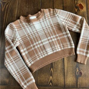 Altard State Plaid Tan and White Sweater